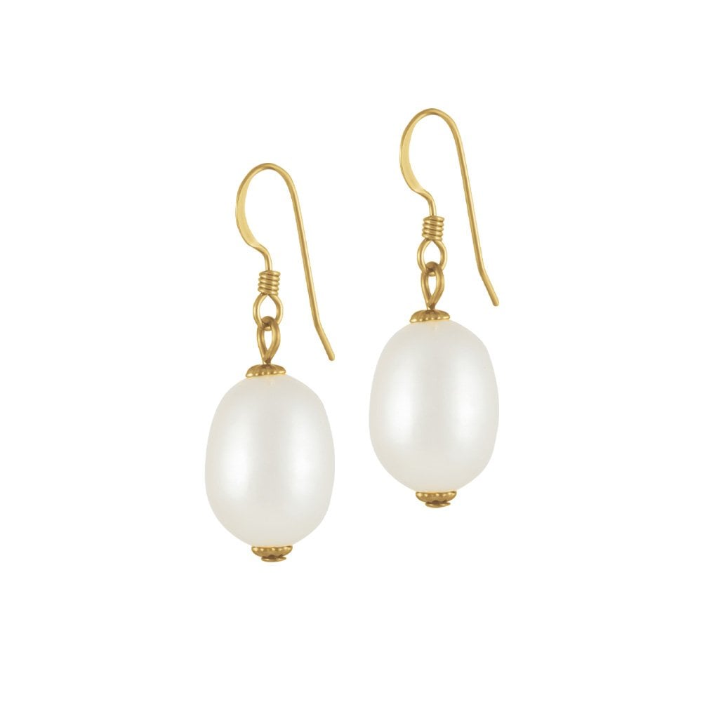 Doyenne White Freshwater Pearl Gold Filled Drop Pierced Earrings