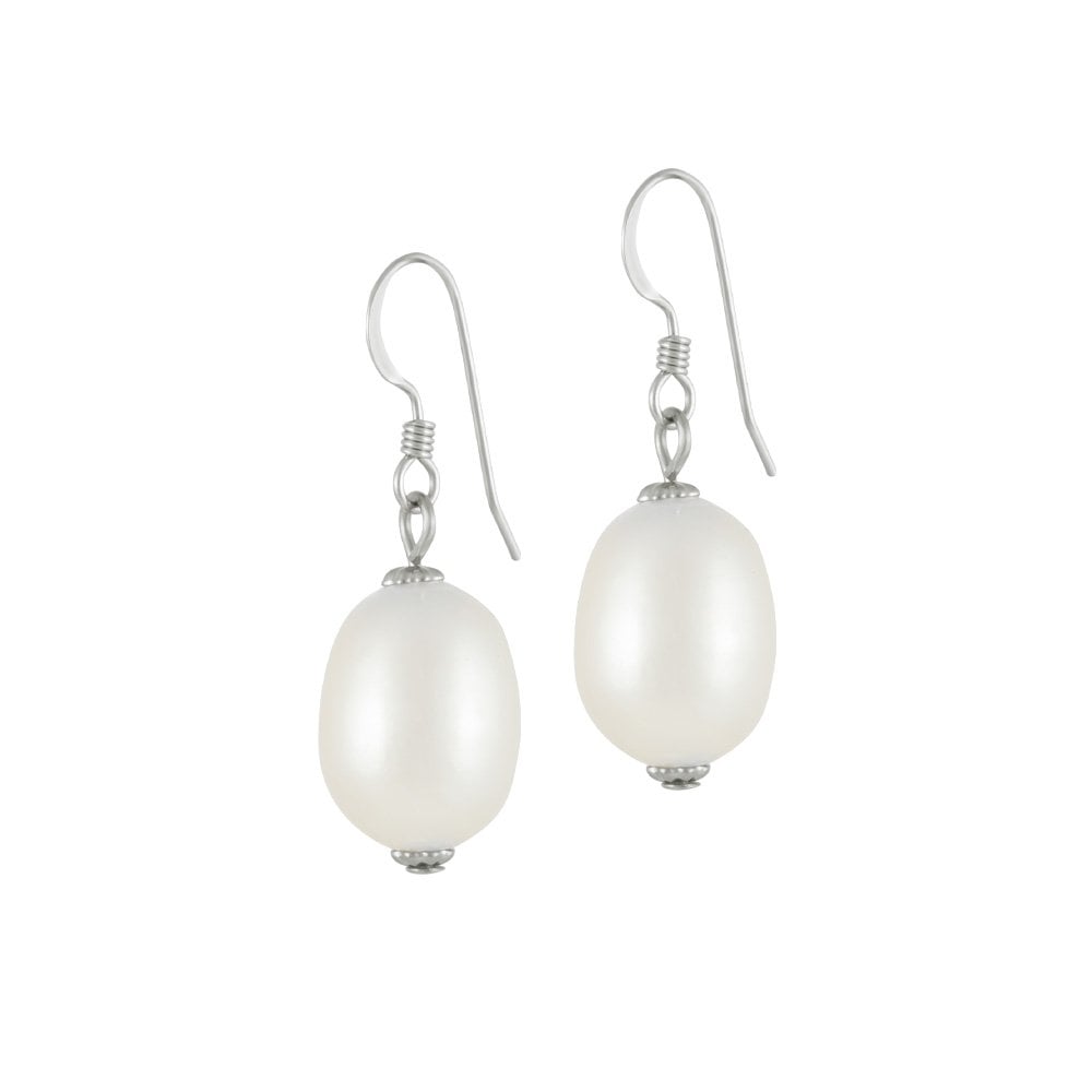 Doyenne White Freshwater Pearl Sterling Silver Drop Pierced Earrings