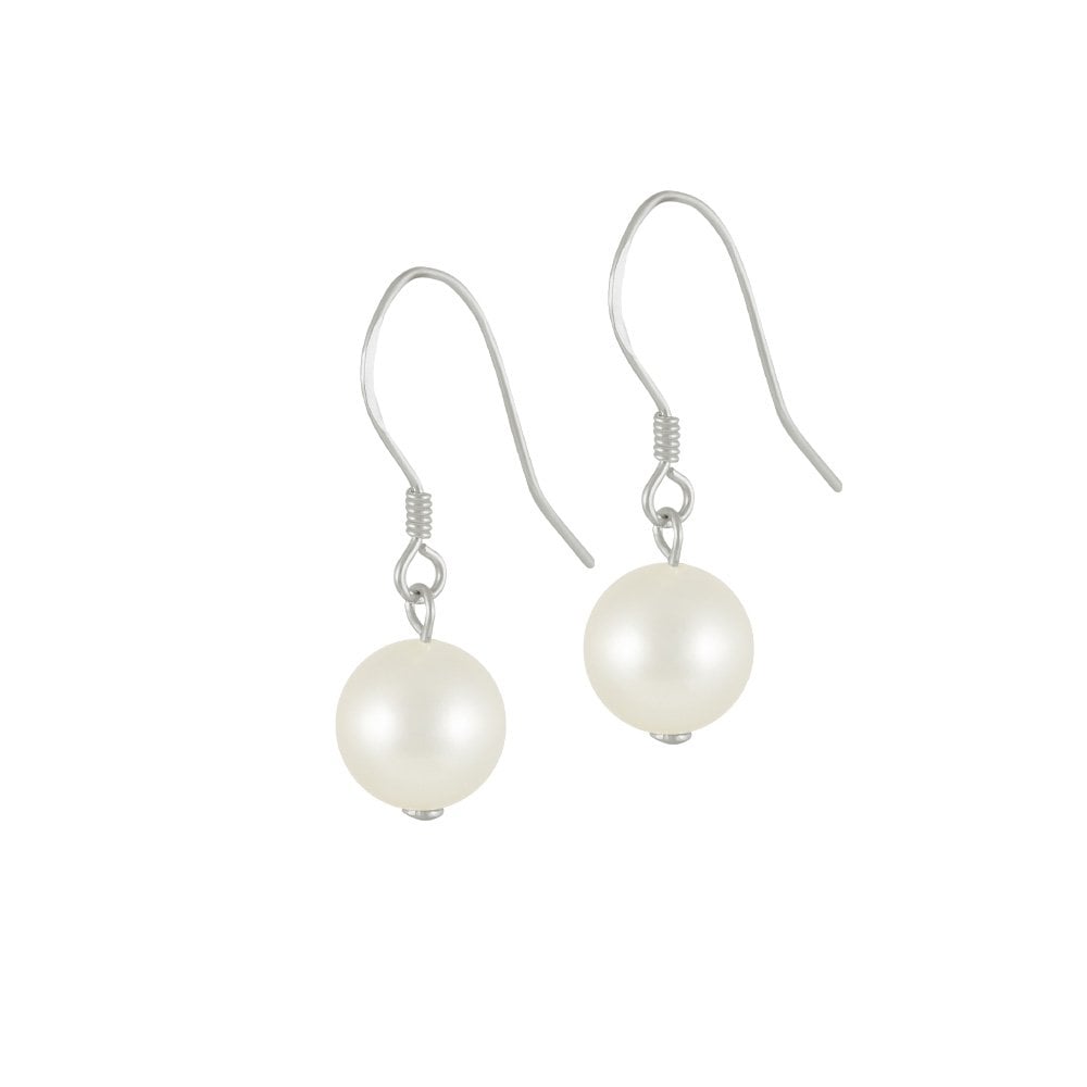 Oyster White Freshwater Pearl Sterling Silver Drop Pierced Earrings