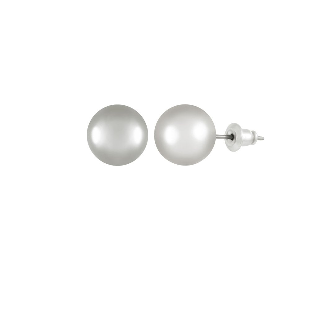 Belvoir 10mm High Gloss Silver Tone Classic Ball Stud Pierced Earrings