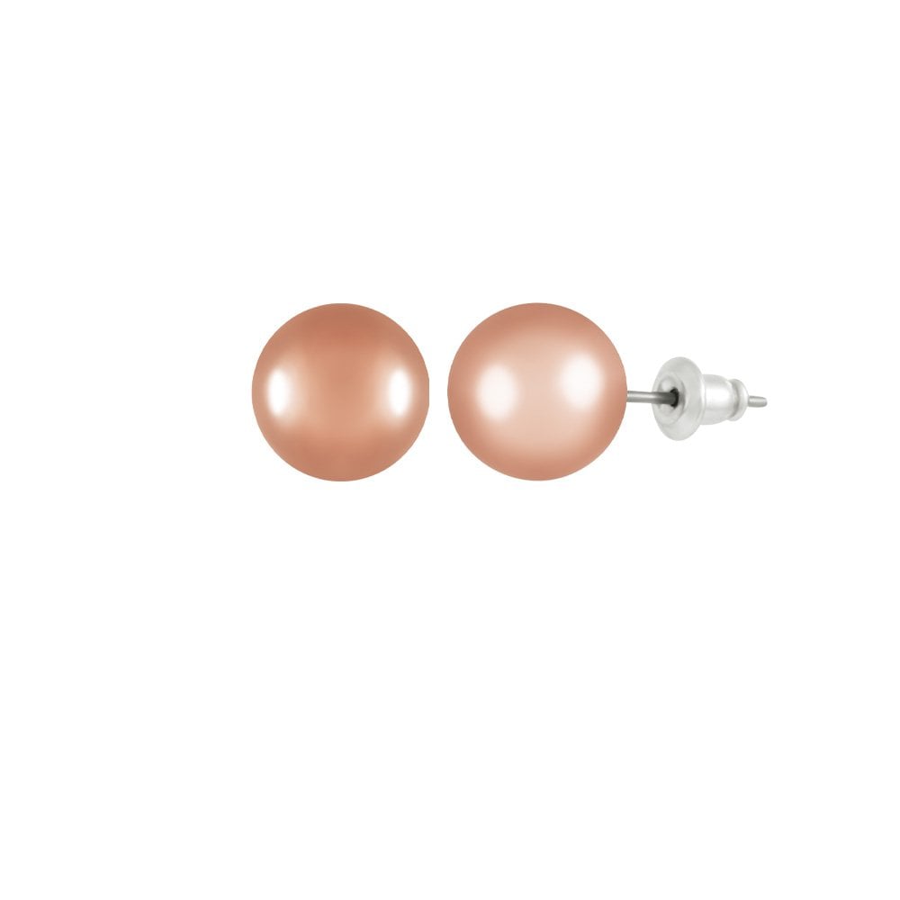 Belvoir 10mm High Gloss Rose Gold Tone Classic Ball Stud Pierced Earrings