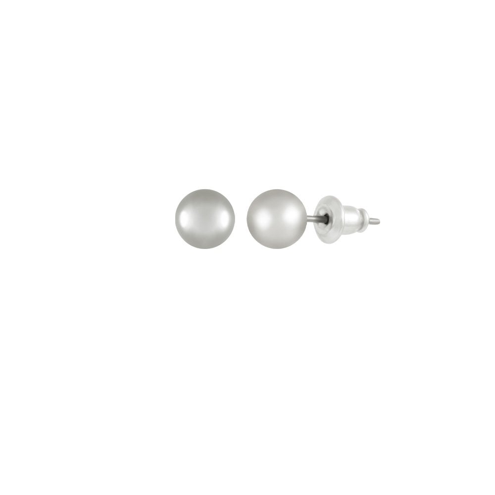 Belvoir 6mm High Gloss Silver Tone Classic Ball Stud Pierced Earrings