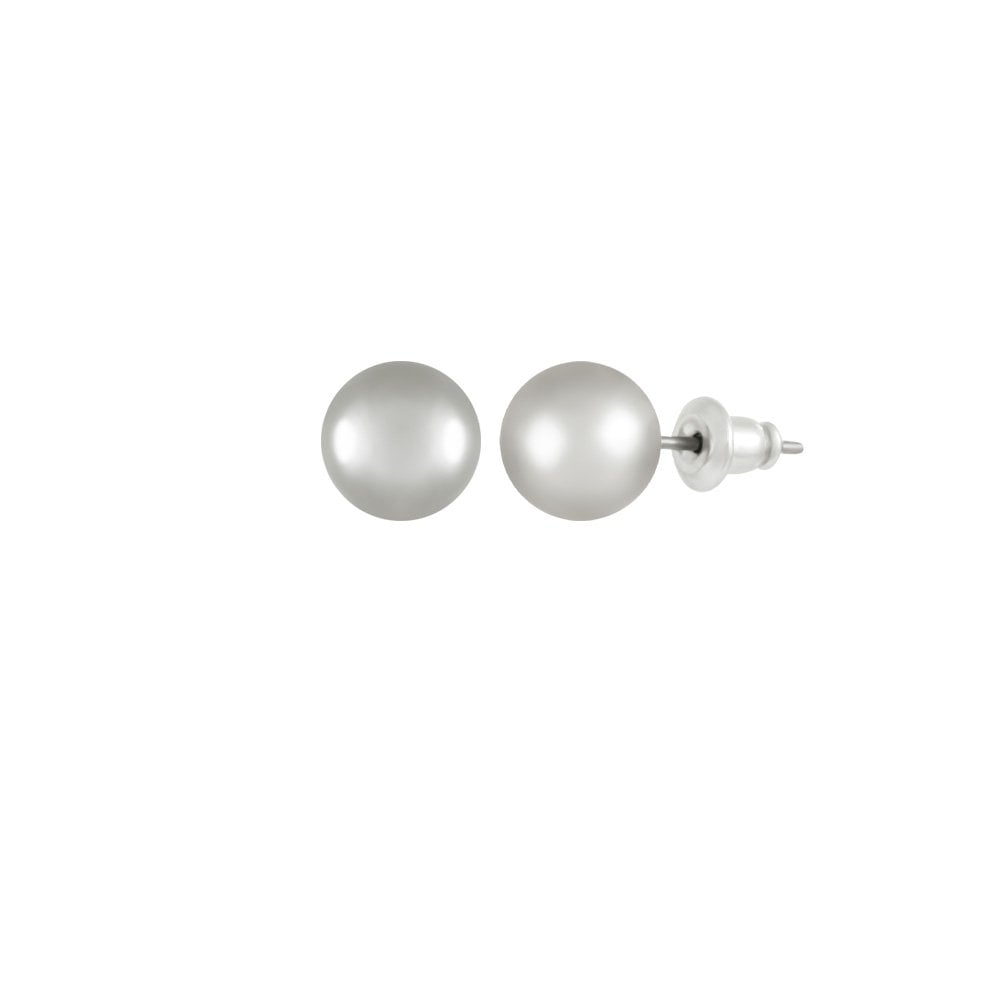 Belvoir 8mm High Gloss Silver Tone Classic Ball Stud Pierced Earrings