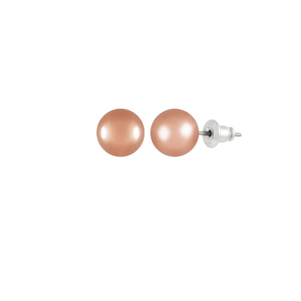 Belvoir 8mm High Gloss Rose Gold Tone Classic Ball Stud Pierced Earrings