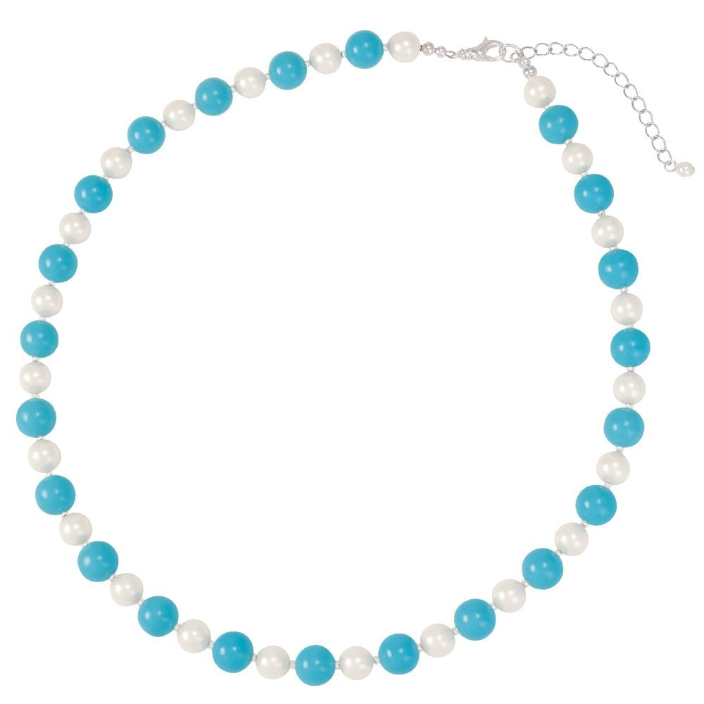 Duet Turquoise and Shell Pearl Necklace