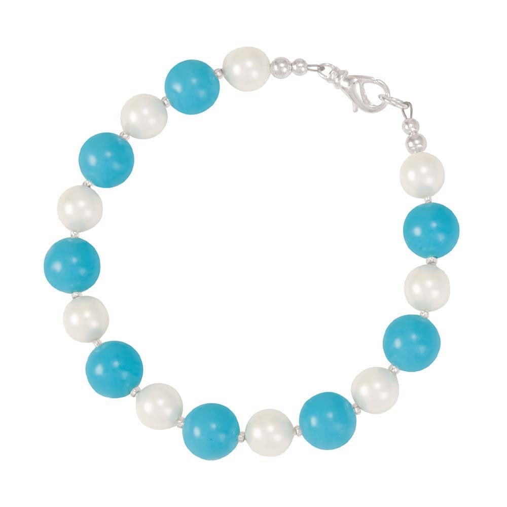 Duet Turquoise Gemstone and Shell Pearl Bracelet