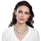 Duet Turquoise & Shell Pearl Silver Tone Drop Clip On Earrings