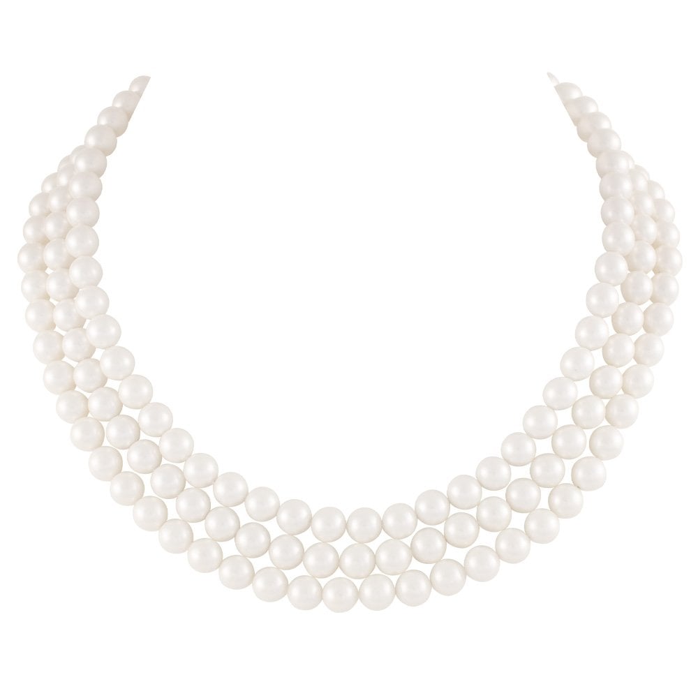 Regal Three Strand White Shell Pearl Necklace