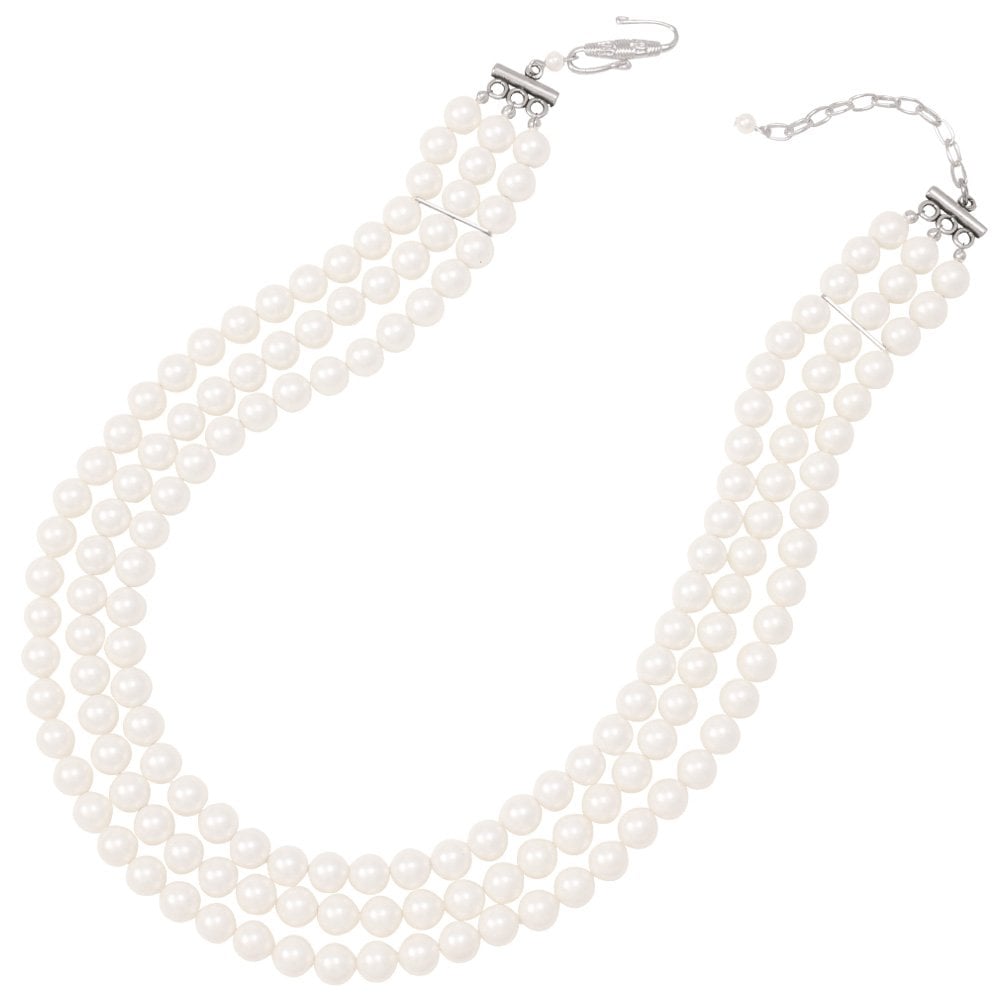 Regal Three Strand White Shell Pearl Necklace