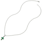 Petite Green Paua Shell Silver Tone Cross Pendant