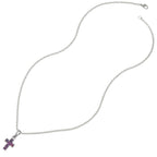 Petite Pink Paua Shell Silver Tone Cross Pendant
