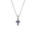 Petite Purple Paua Shell Silver Tone Cross Pendant