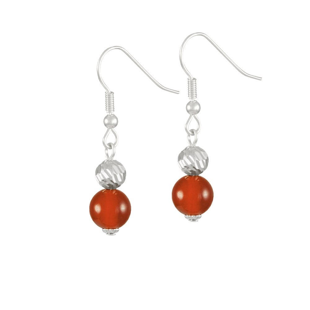 Debutante Carnelian Semi Precious Silver Tone Drop Pierced Earrings