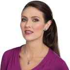 Petite Pink Paua Shell Silver Tone Cross Pendant