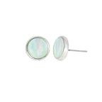 Candid 10mm Round Mother of Pearl Silver Tone Pierced Stud Earrings