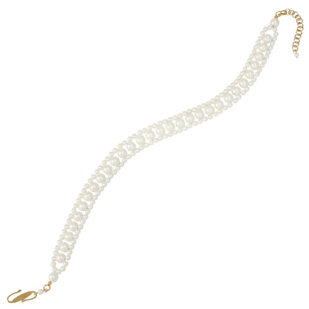 Adorn South Sea Shell Pearl Choker Necklace (Gold)
