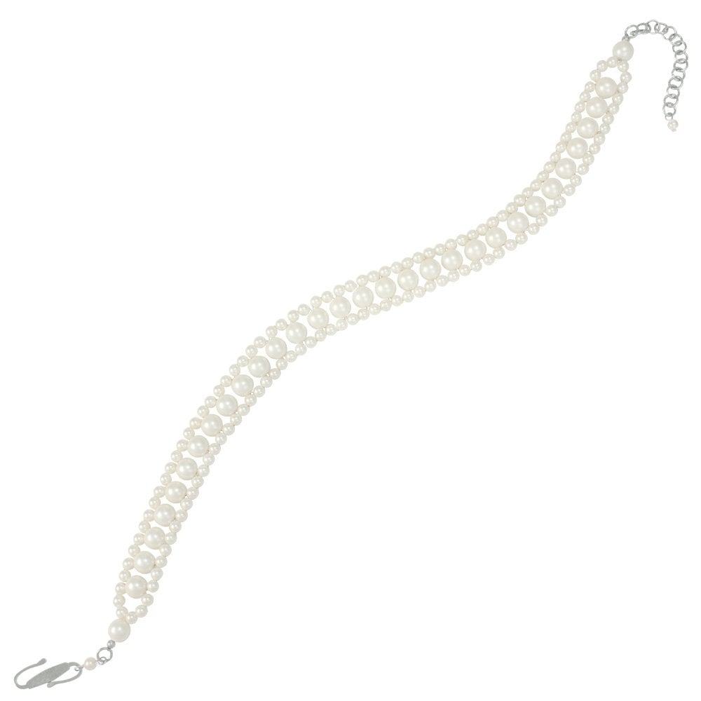 Adorn South Sea Shell Pearl Choker Necklace (Silver)