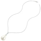 Raindrop White Shell Pearl Silver Tone Pendant Necklace