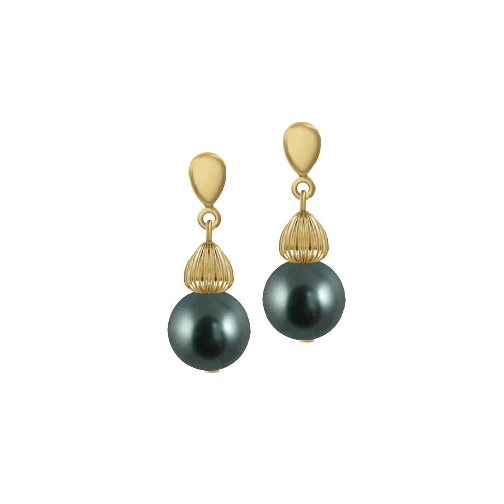 Solitaire Tahitian Pearl Gold Tone Drop Pierced Earrings