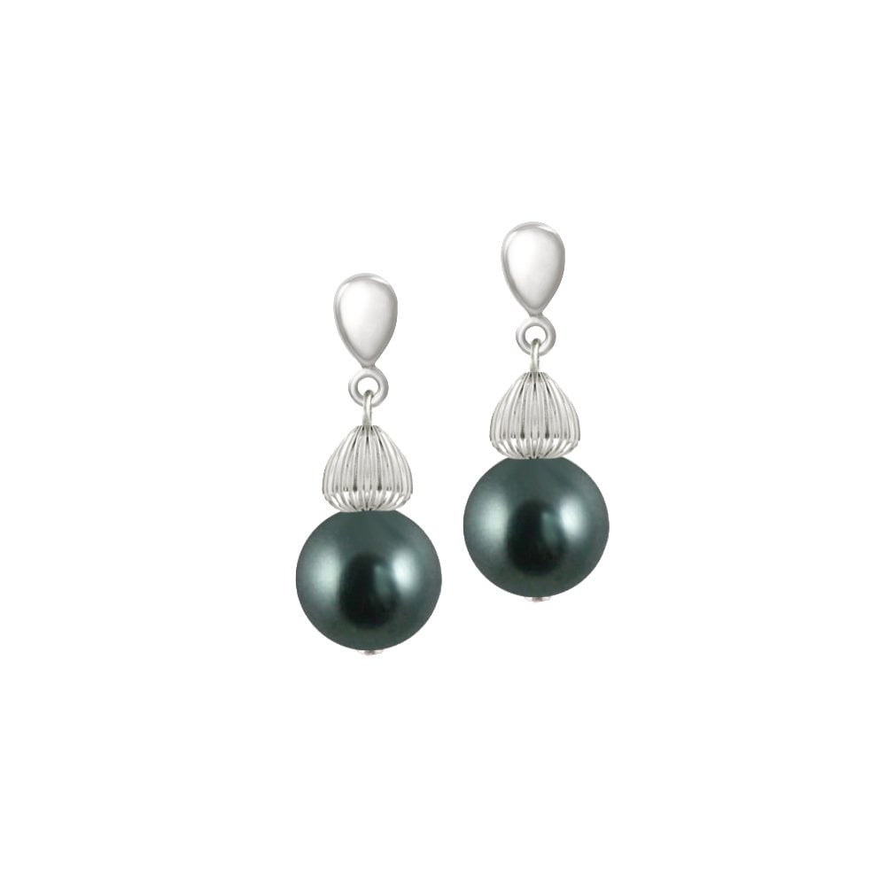 Solitaire Tahitian Pearl Silver Tone Drop Pierced Earrings