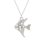 Angelfish Clear Crystal Silver Tone Pendant