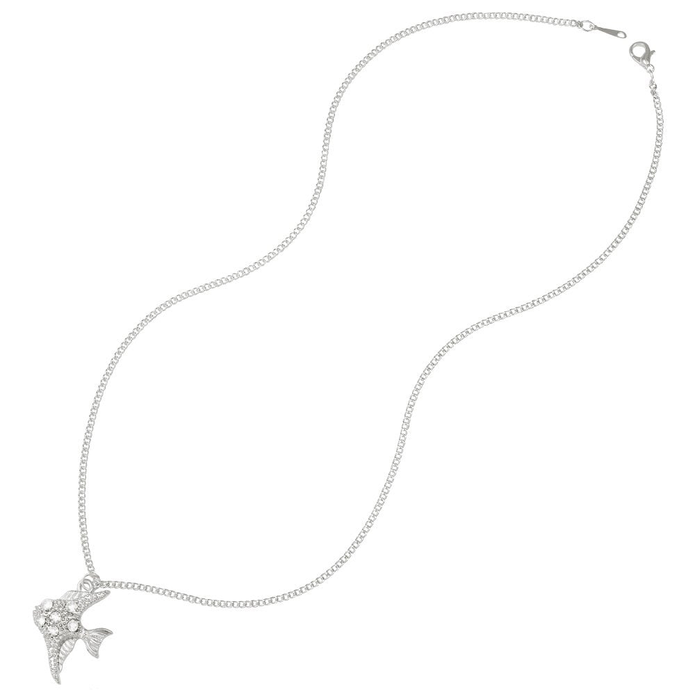 Angelfish Clear Crystal Silver Tone Pendant
