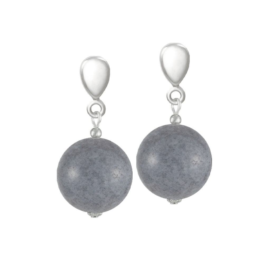 Brazen Grey Mountain Jade Silver Tone Drop Clip On Earrings