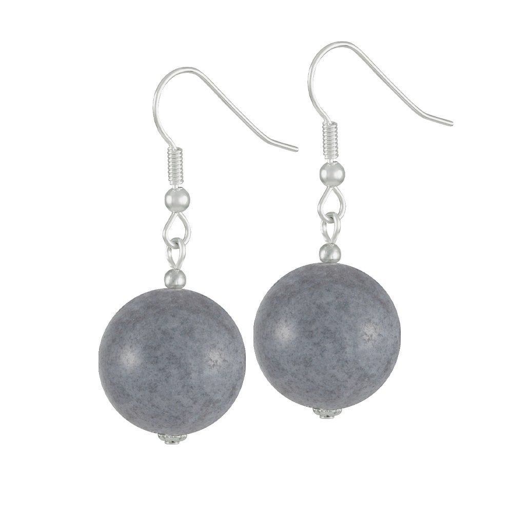 Brazen Grey Mountain Jade Silver Tone Drop Pierced Earrings