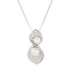 Virtuoso White CZ and Freshwater Pearl Sterling Silver Pendant Necklace