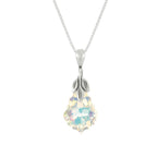Baroque Aurora Borealis Austrian Crystal Sterling Silver Pendant Necklace