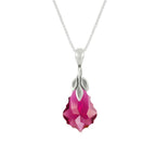 Baroque Ruby Austrian Crystal Sterling Silver Pendant Necklace