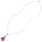 Baroque Ruby Austrian Crystal Sterling Silver Pendant Necklace