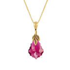 Baroque Ruby Austrian Crystal 14ct Gold Vermeil Pendant Necklace