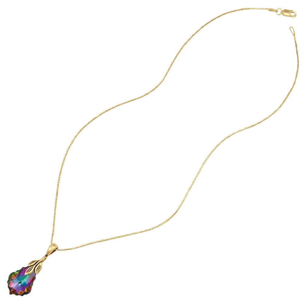 Baroque Electra Crystal 14ct Gold Vermeil Pendant Necklace