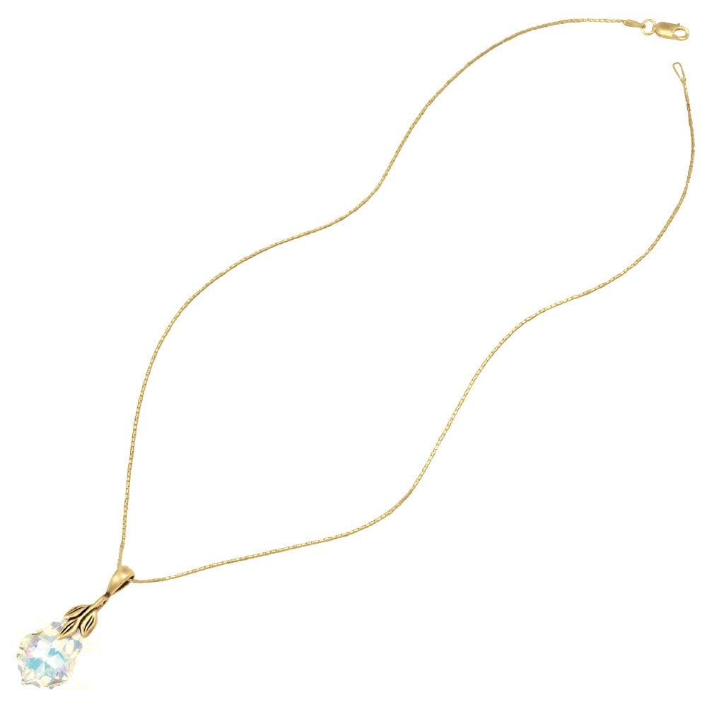 Baroque Aurora Borealis Crystal 14ct Gold Vermeil Pendant Necklace