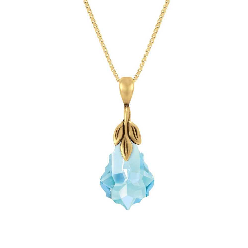 Baroque Aquamarine Crystal 14ct Gold Vermeil Pendant Necklace
