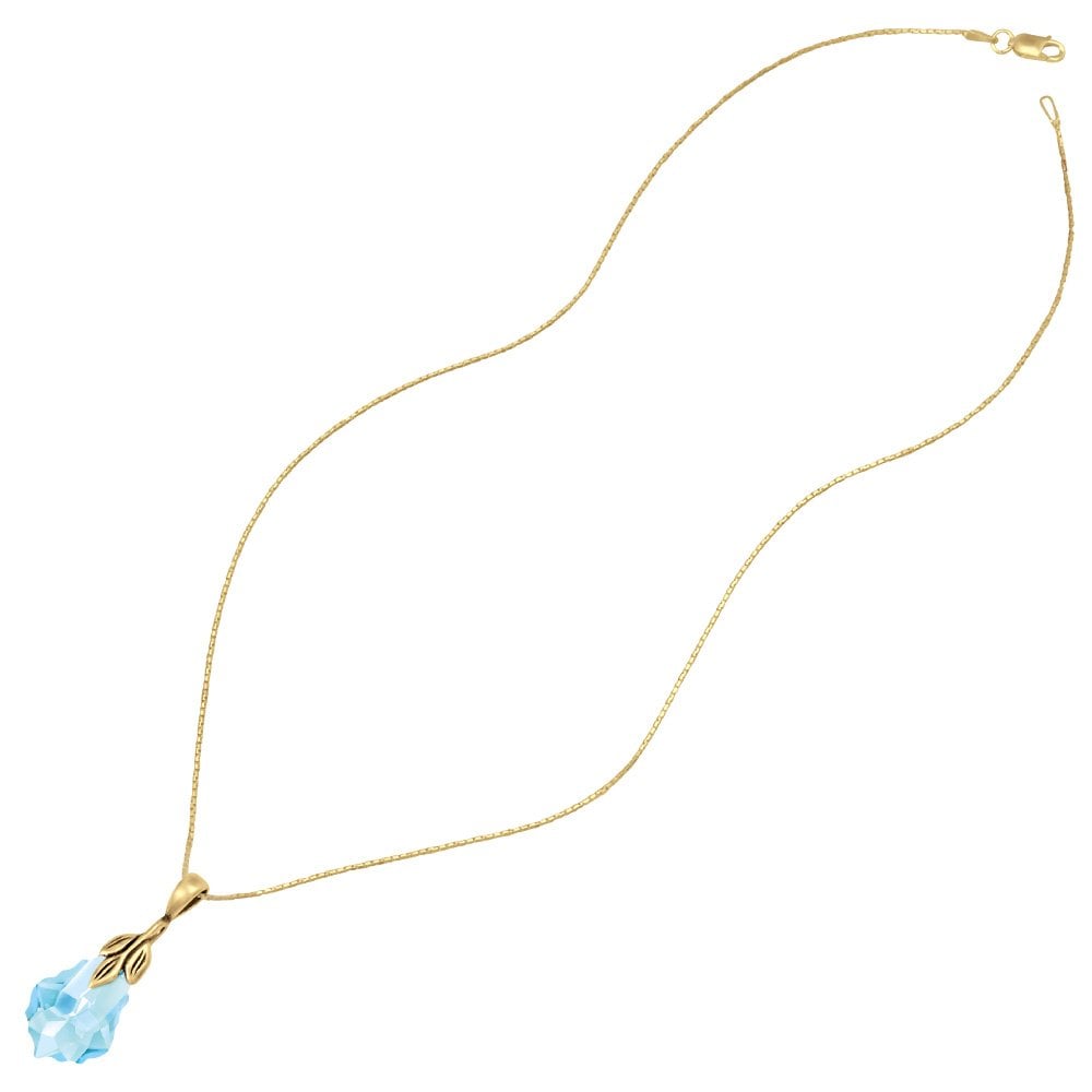 Baroque Aquamarine Crystal 14ct Gold Vermeil Pendant Necklace
