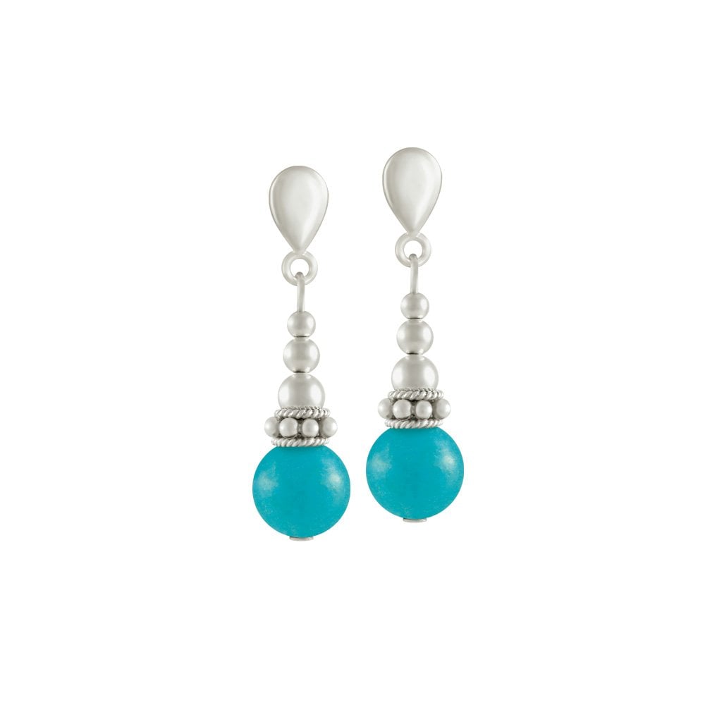 Bella Turquoise Silver Tone Drop Pierced Earrings