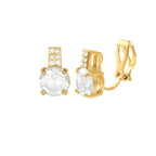 Caress Clear Crystal And CZ Gold Tone Stud Clip On Earrings