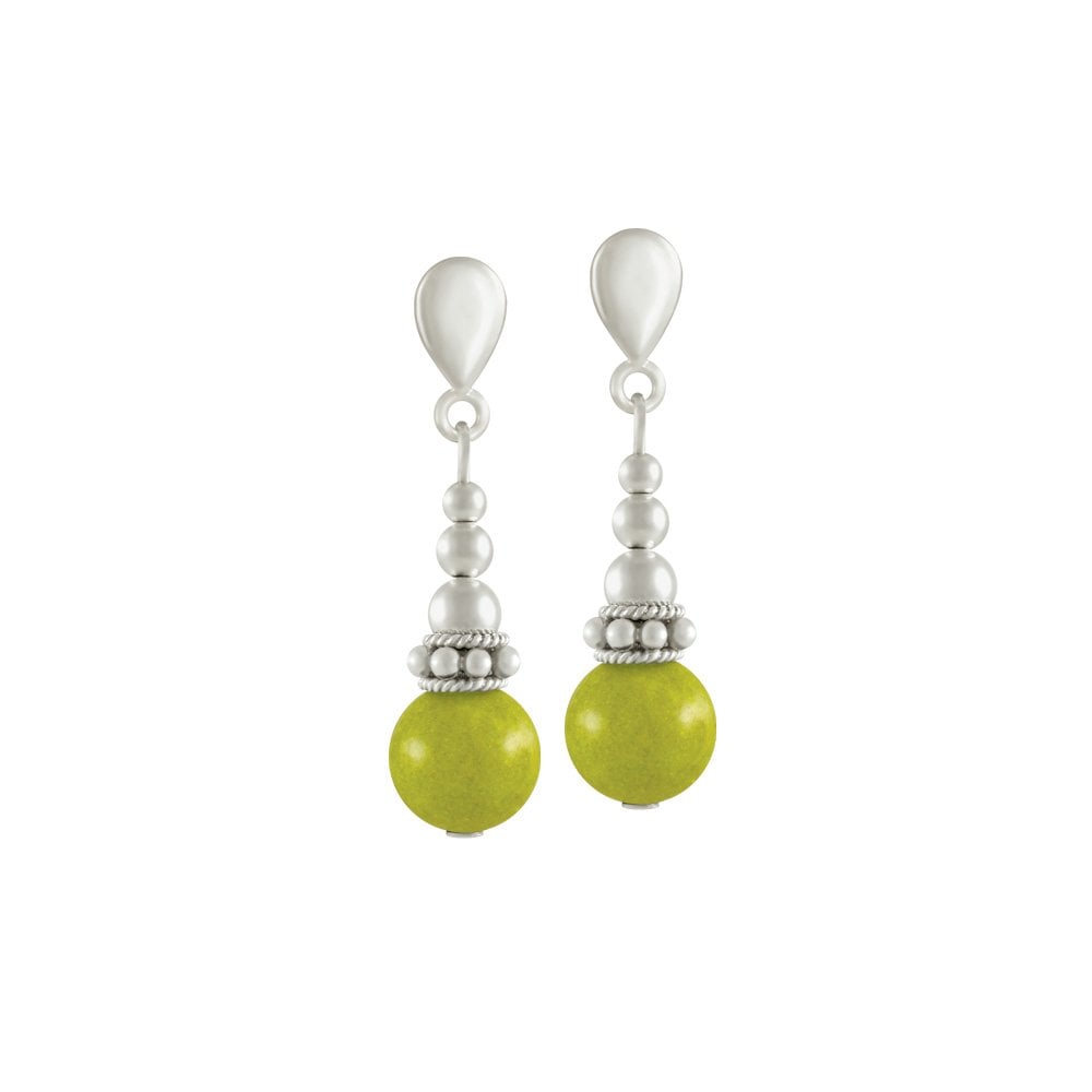 Bella Light Green Jade Silver Tone Drop Clip On Earrings