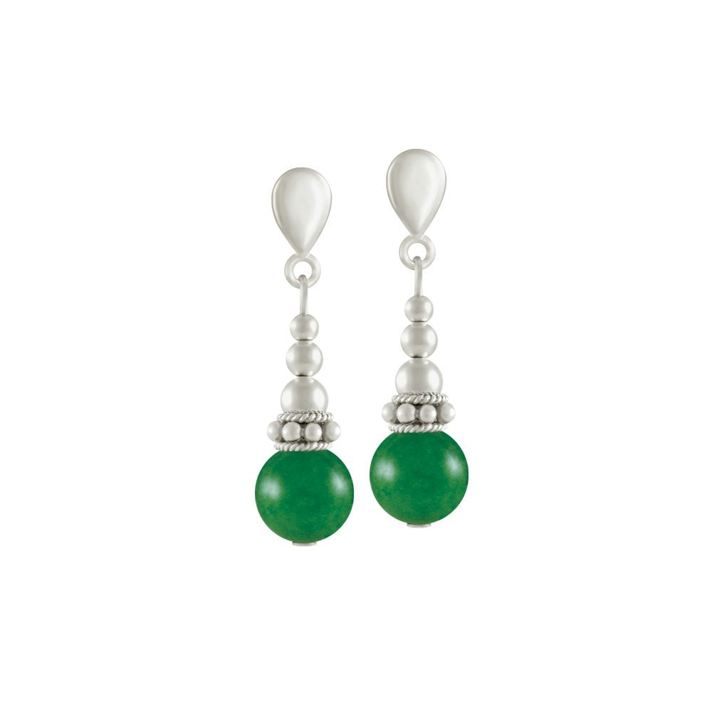 Bella Green Jade Silver Tone Drop Pierced Earrings