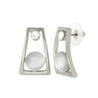 Ventura Clear Crystal Cats Eye Silver Tone Stud Pierced Earrings