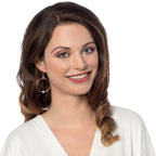 Stylistic Blue Agate Rose Gold Tone Drop Hoop Clip On Earrings