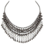 Zanzibar Smoky Faux Pearl and Crystal Gunmetal Tone Fashion Necklace