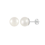 Belle White Shell Pearl Stud Pierced Earrings 10mm