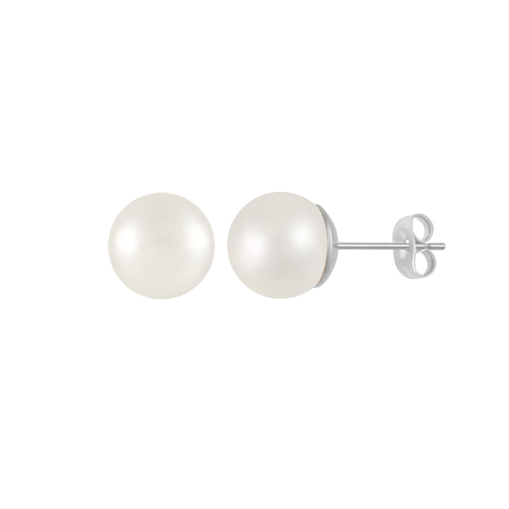 Belle White Shell Pearl Stud Pierced Earrings 10mm