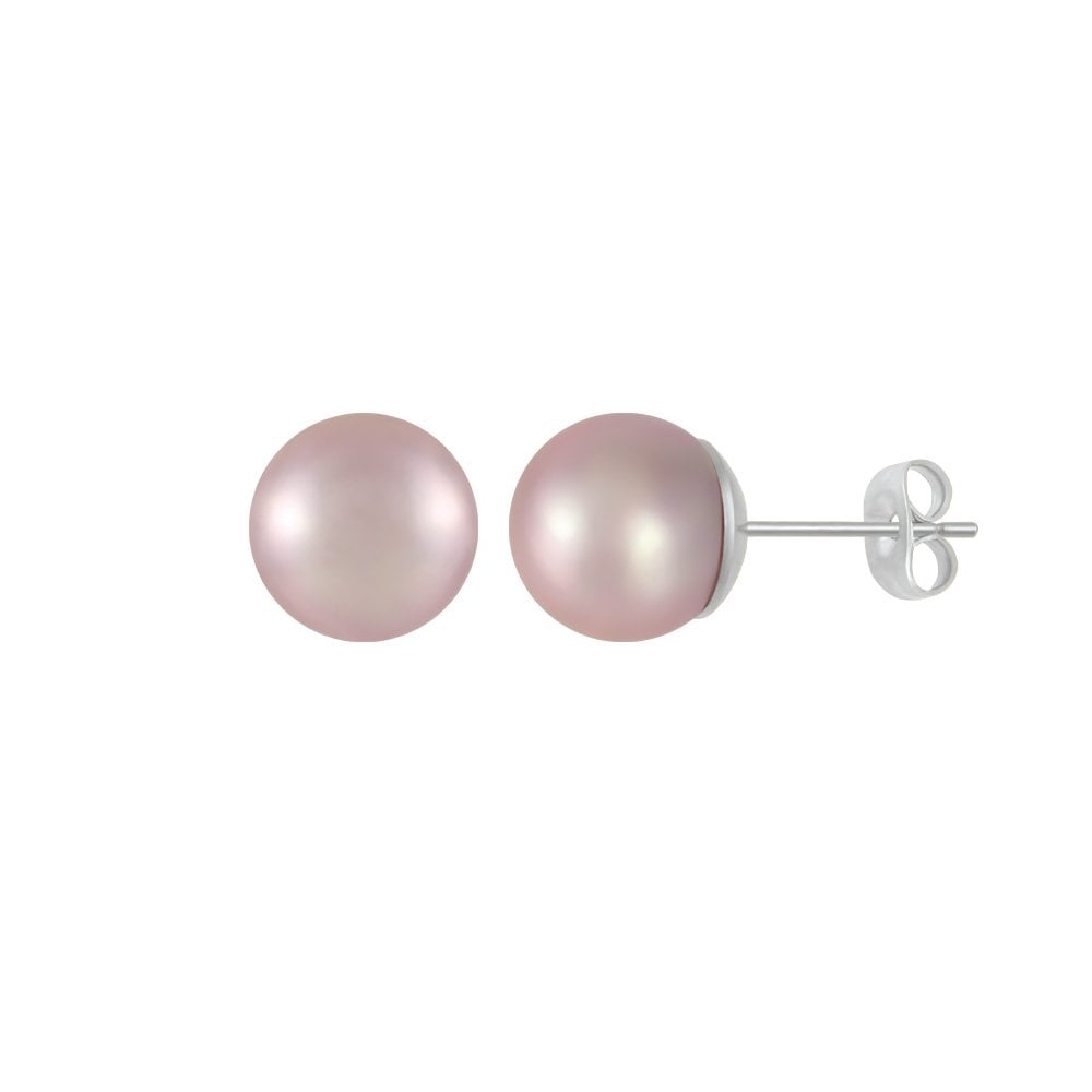 Belle Lilac South Sea Shell Pearl Silver Tone Stud Pierced Earrings