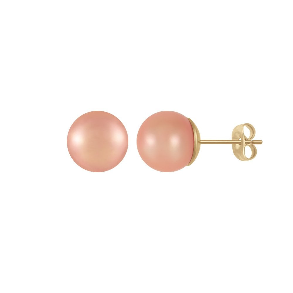 Belle Pink South Sea Shell Pearl Gold Tone Stud Pierced Earrings