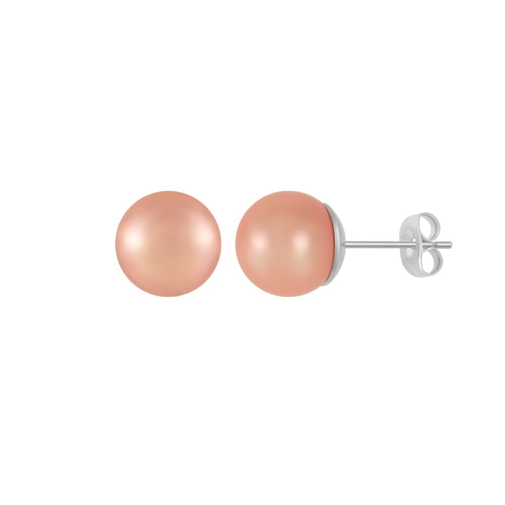 Belle Pink South Sea Shell Pearl Silver Tone Stud Pierced Earrings