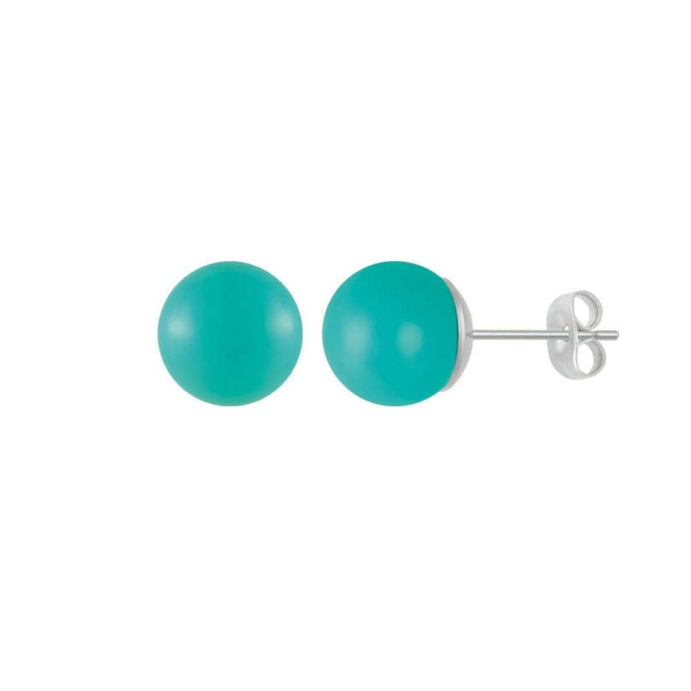 Belle Turquoise South Sea Shell Pearl Silver Tone Pierced Earrings
